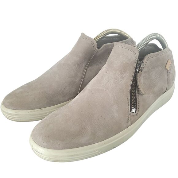ECCO Womens Soft 7 Low Bootie Grey Leather Zip Sneaker Comfort Shoes EU 41 EW - Picture 2 of 11